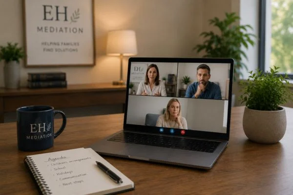 child access mediation Boston online meeting.